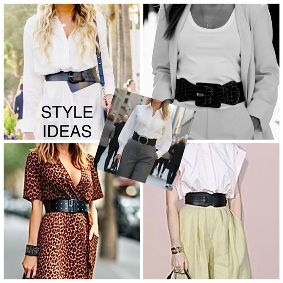 Vintage Wide Black Leather Woven Belt - Picture 8 of 9